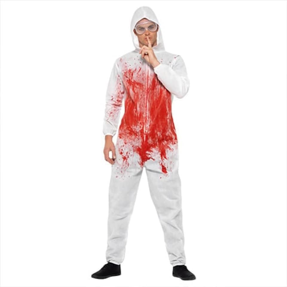 image 1 of Bloody Forensic Overalls Fancy Dress Costume Unisex Adult Large | Multi | L