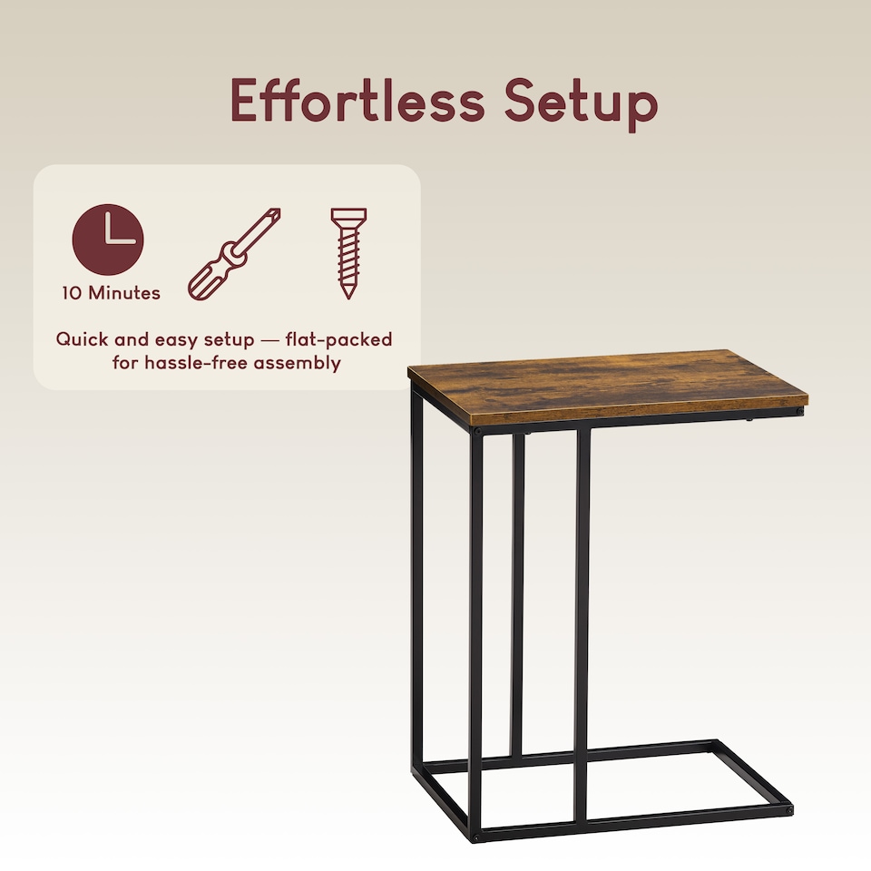 image 1 of Vida Designs Brooklyn Side Table Industrial Sofa Bedside Table, Dark Wood