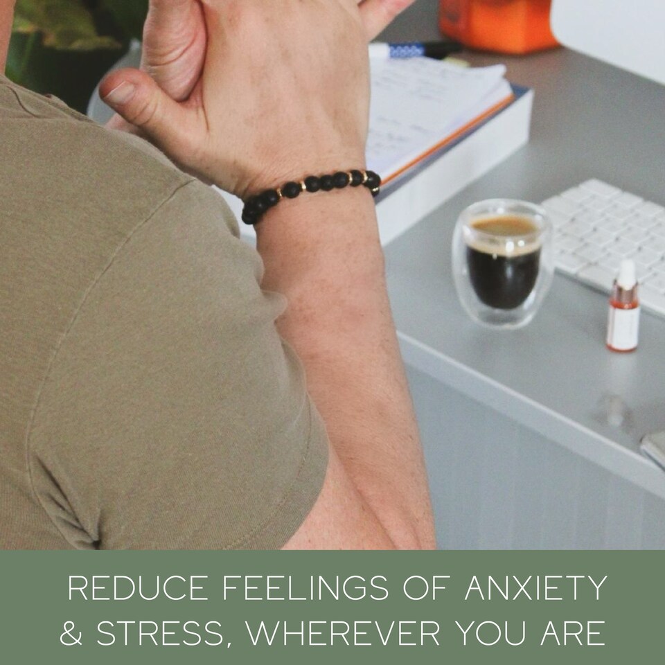 image 1 of LEVEL Wellbeing Lava Bead Aromatherapy Bracelet with Centre Essential Oil