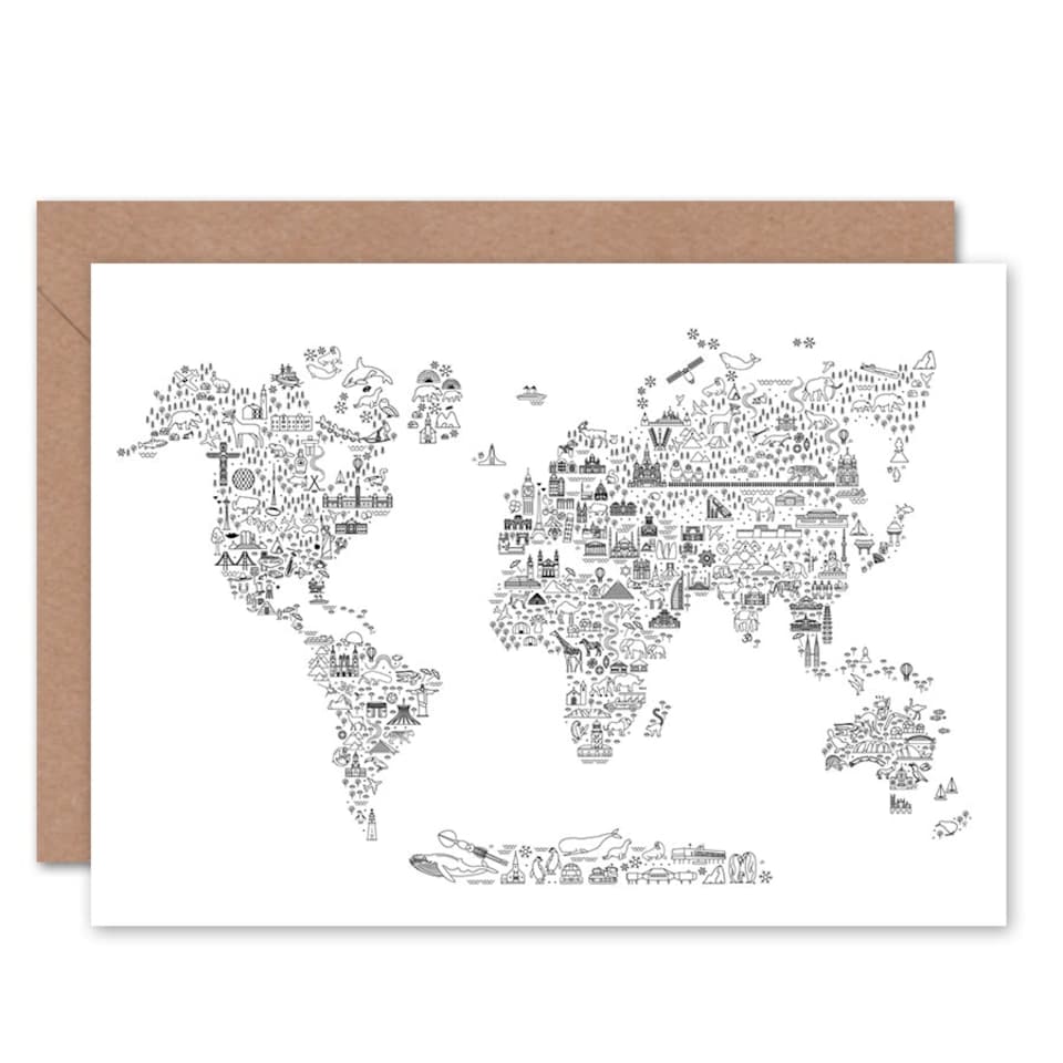 image 1 of World Travel Map Farewell Bon Voyage Card
