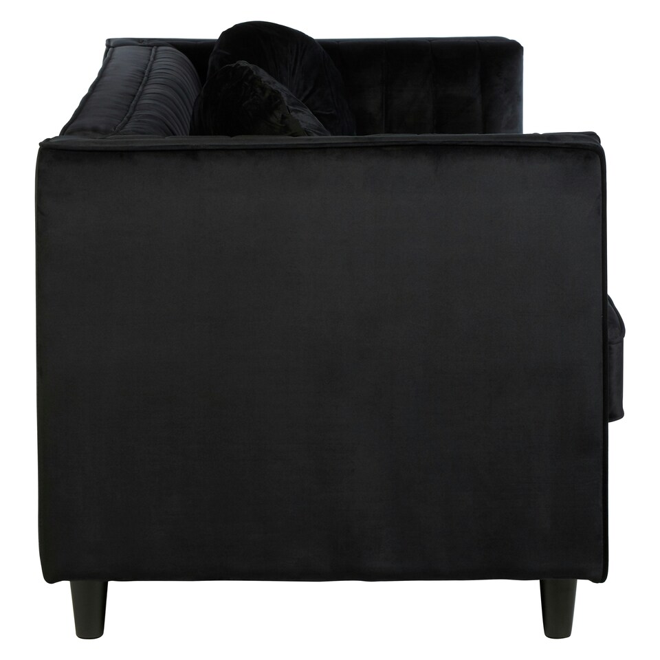 image 1 of Farah Three Seater Black Velvet Sofa Black
