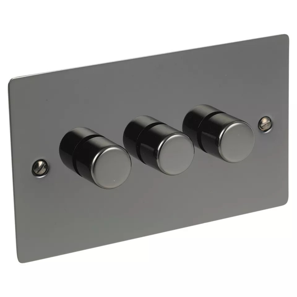 image 1 of Volex Crabtree Brass Gold 3-Gang Dimmer Light Switch