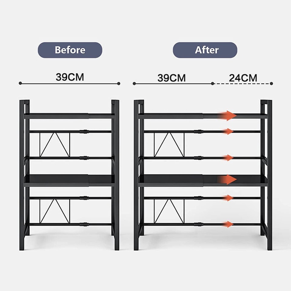 image 1 of Living and Home 2 Tier Expandable Microwave Oven Rack | Black | 2 Tier