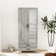 image 5 of 2-Door 2-Drawer Mirror Wardrobe with Legs | Grey | Ash Grey & Ash Grey | 55 x 9.5 x 149 | 1