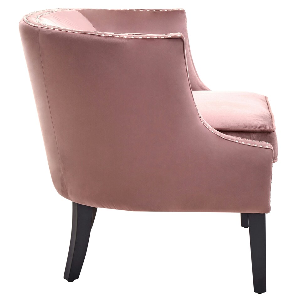 image 1 of Interiors by Premier Pink Velvet Studded Chair, Easy to Clean Leather Armchair, Body Supportive Accent Chair
