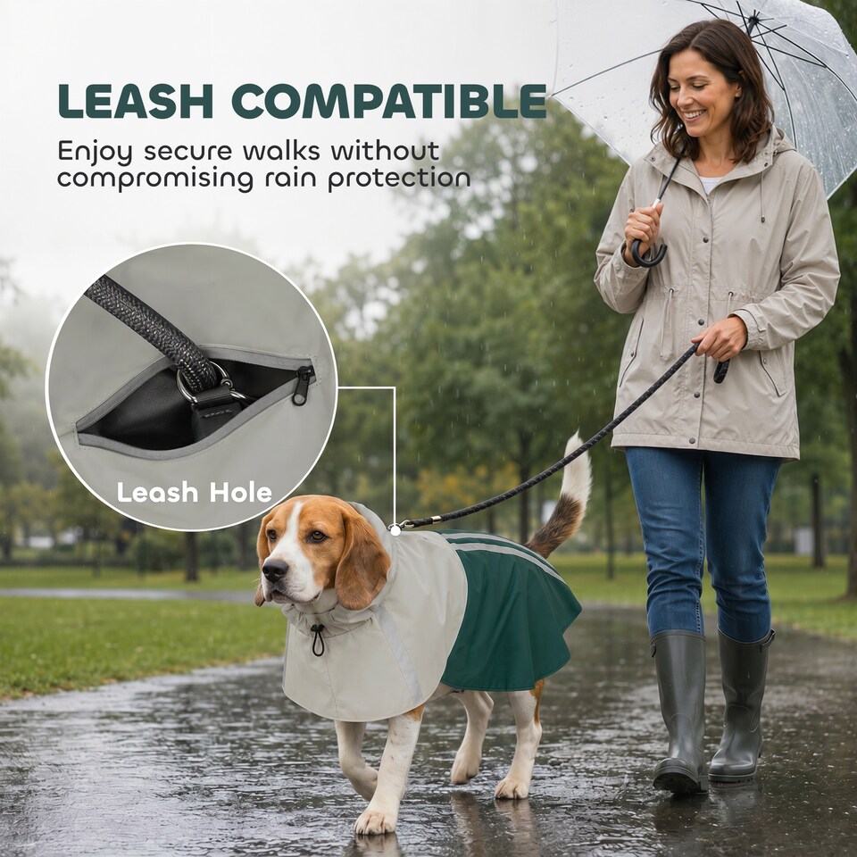 image 1 of PawHut Dog Raincoat with Hood, Dog Rain Jacket, for Medium Dogs, M
