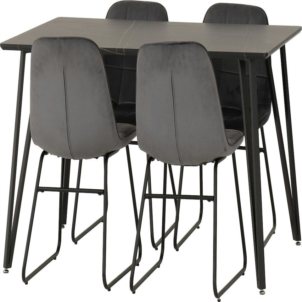 image 1 of Marlow Dining Set with Lukas Chairs Black | Black Marble/Grey