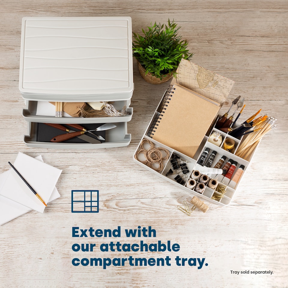 image 1 of 3 Drawer Large Desk Organiser Grey