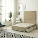 image 1 of Sunburst Divan Bed with 2 Drawers & 54'' Floor Standing Headboard Linen Fabric | Brown | Wheat