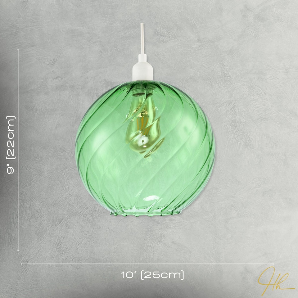 image 1 of Chic Emerald Green Circular Fluted Glass Ceiling Pendant Light Shade | Green | Emerald Green | 1
