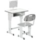 image 1 of HOMCOM Kids Desk and Chair Set Adjustable Height Study Table Set w Drawer | Grey