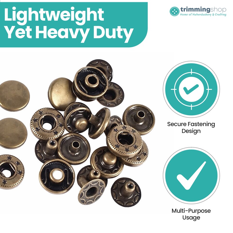 image 1 of 10mm S Spring Press Studs 4-Part, Durable & Lightweight - 10pcs