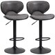image 1 of HOMCOM Adjustable Bar Stools Set of 2, Swivel Leathaire Upholstered Barstools with Large Seat, Breakfast Bar Chairs with Back, Footrest and Steel Base, Dark Grey