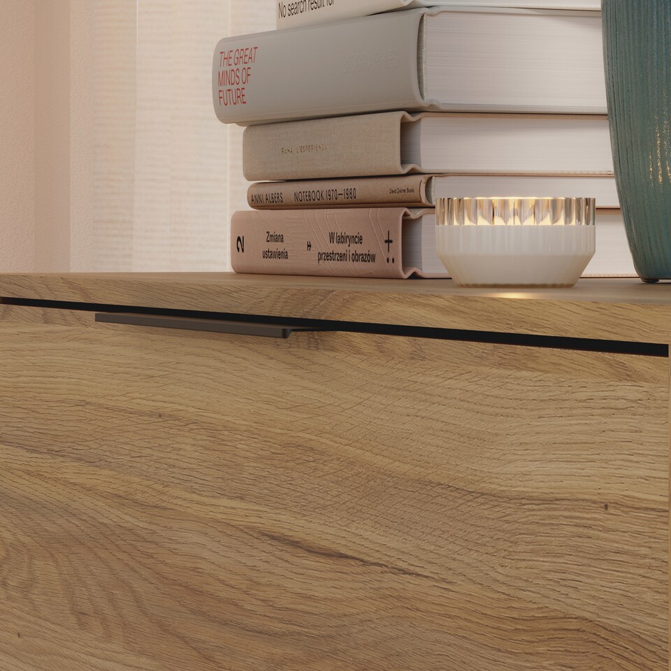 image 1 of Orkney 3 Drawer Sidebaord with 2 Doors in Mauvella Oak