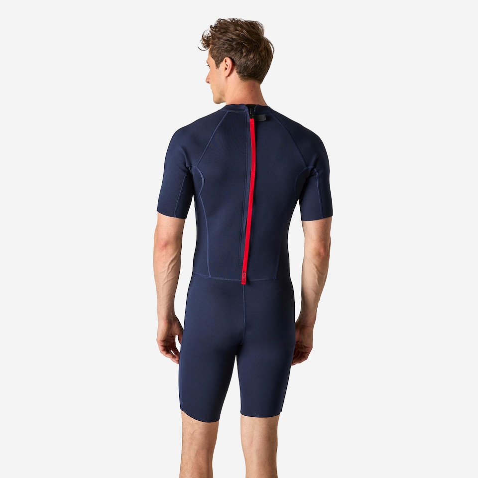 image 1 of Decathlon 100 men’s 1.5 mm neoprene Shorty Surfing wetsuit - navy blue