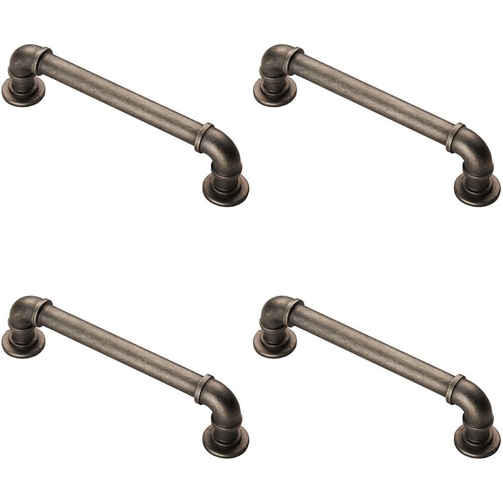 Loops 4x Pipe Design Cabinet Pull Handle 128mm Fixing Centres 12mm Dia Pewter