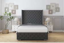 Sloomy Arundel Graphite Dumfries Bed Frame With 50" Upholstered Wingback Headboard 3' Single