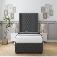 Sloomy Arundel Graphite Dumfries Bed Frame With 50"  Upholstered Wingback Headboard 3' Single