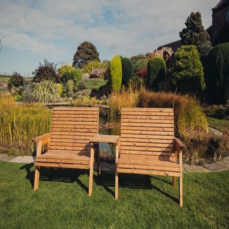 image 1 of Valley 4 Seat Set 2X2B Straight Tray - Timber - L100 x W280 x H95 cm - Garden Furniture - Fully Assembled