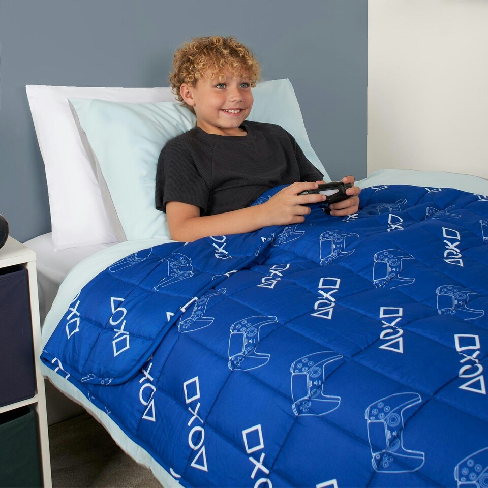image 1 of OHS 3kg Kids Weighted Blanket PlayStation Sensory Sleep Therapy, 100x150cm - Blue
