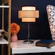 image 2 of ValueLights Weaver Pair Chrome Touch Table Lamps Pink and Grey Shades