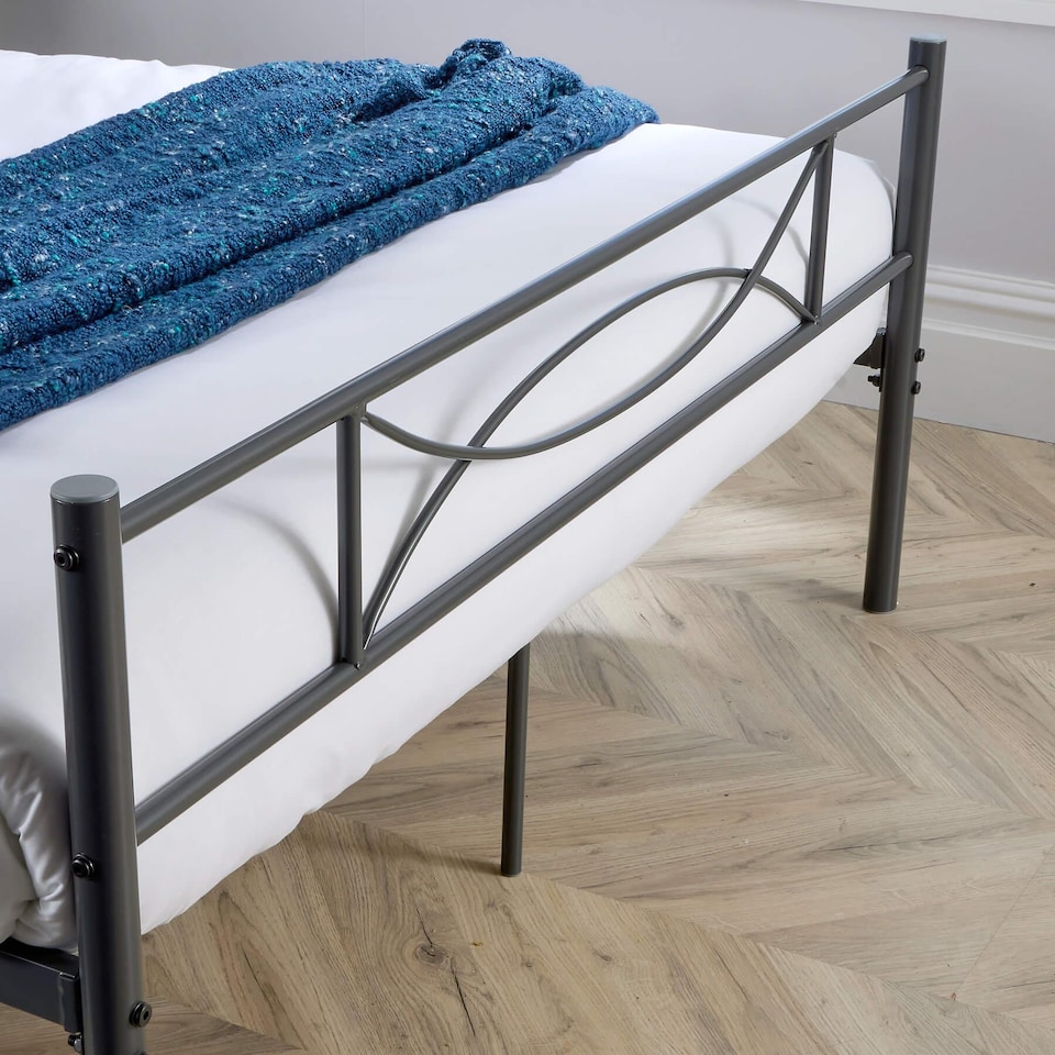 image 1 of Matt Dark Grey Metal Frame 4ft Small Double Bedframe Powder Coated