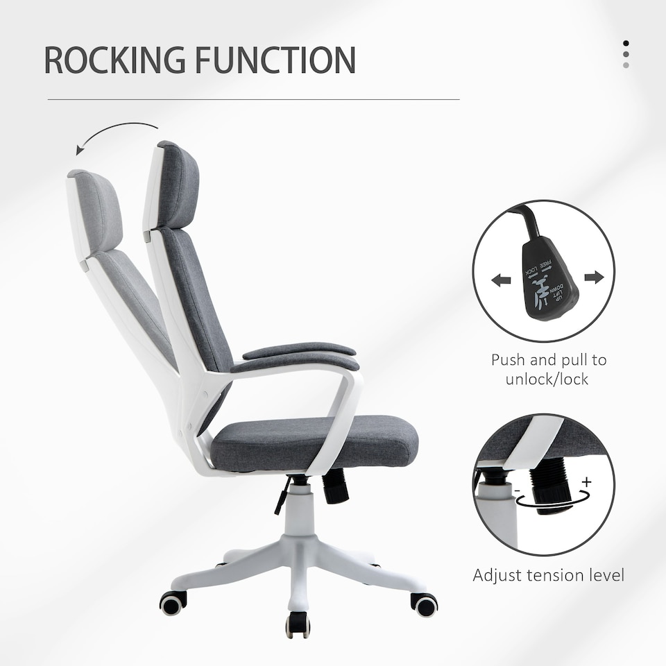 image 1 of Vinsetto Swivel Office Chair with Lumbar Back Support, Adjustable Height