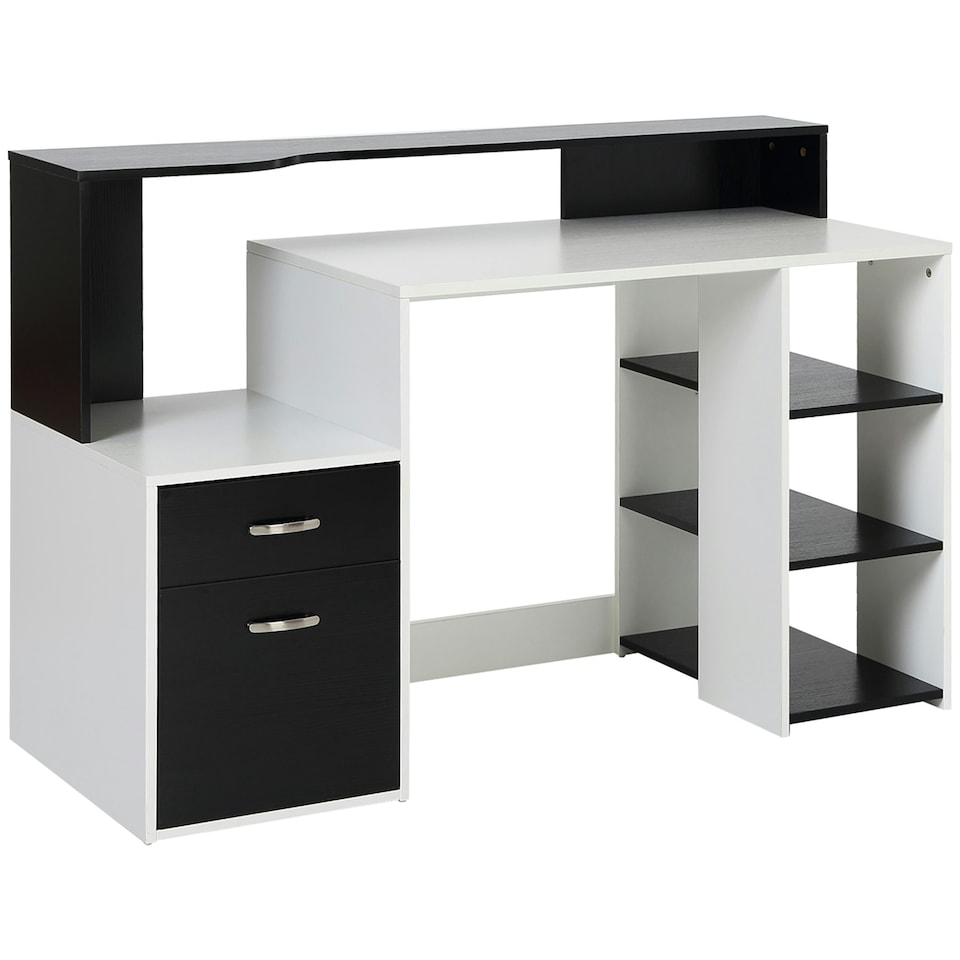 image 1 of HOMCOM Multi-Storage & Workstation Desk Table Storage Shelves Home Office