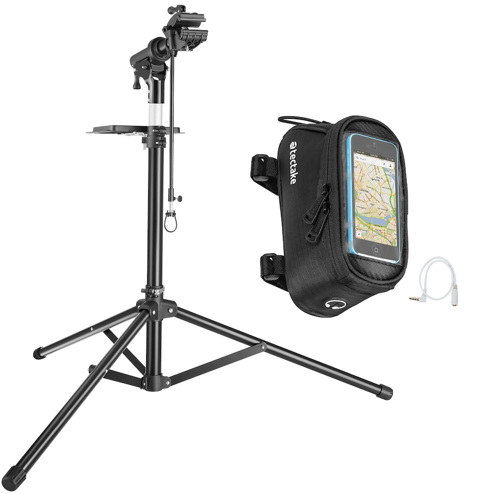 image 1 of Bicycle Repair Stand and Frame Bag Set is Folding, Lightweight and Durable | Black | black | 138 x 120 x 180 cm | 1