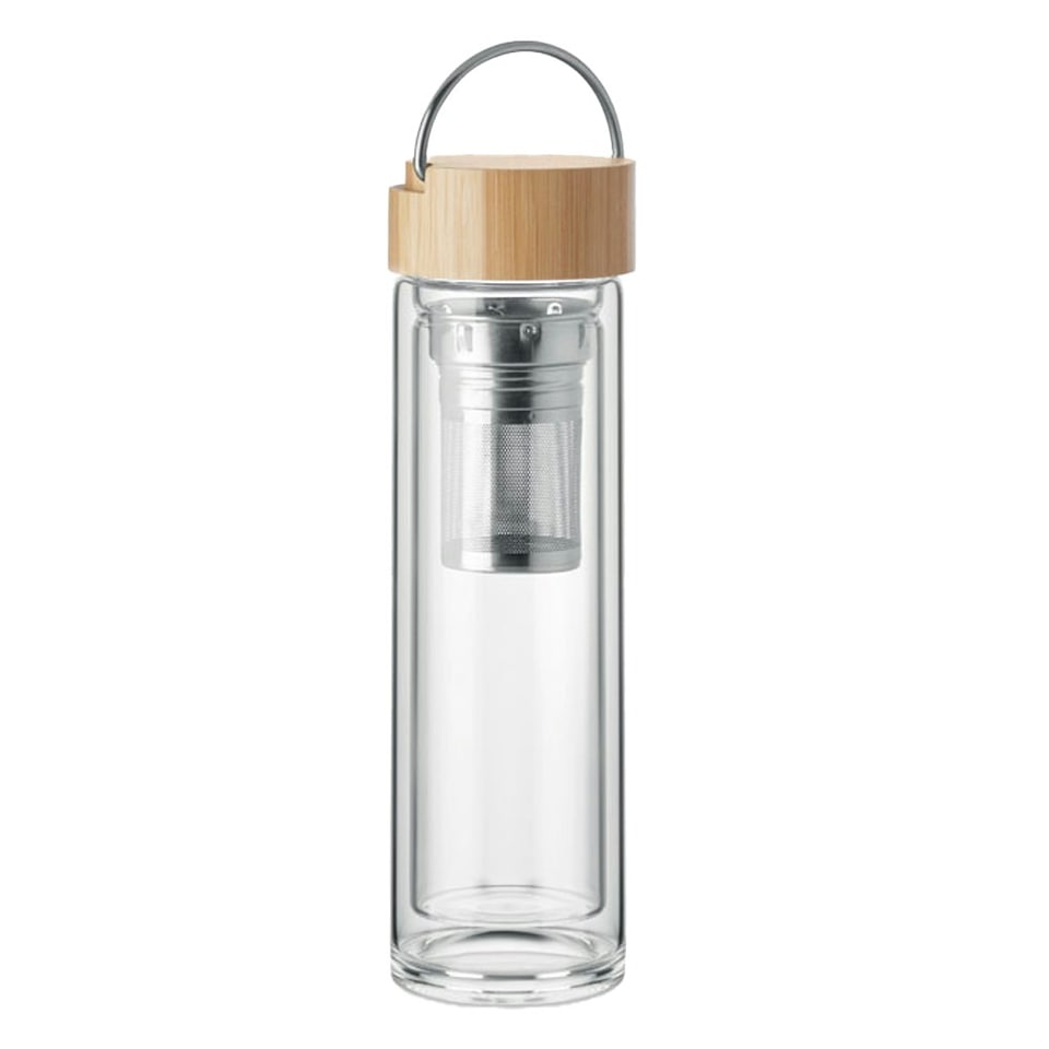 image 1 of MidOcean Batami Glass Double Wall 400ml Water Bottle - Transparent - One Size Clear | One Size