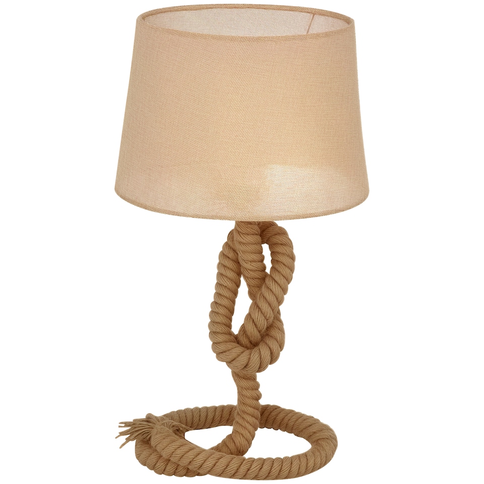 image 1 of HOMCOM Nautical Style Table Lamp with Fabric Lampshade Metal Frame Power Switch, 48cm Home Desk Lamp Bedroom Living Room Study E27 Base, Beige