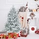 image 3 of COSTWAY 4.5FT Pre-lit Artificial Christmas Tree Hinged Flocked Xmas Tree with LED Lights