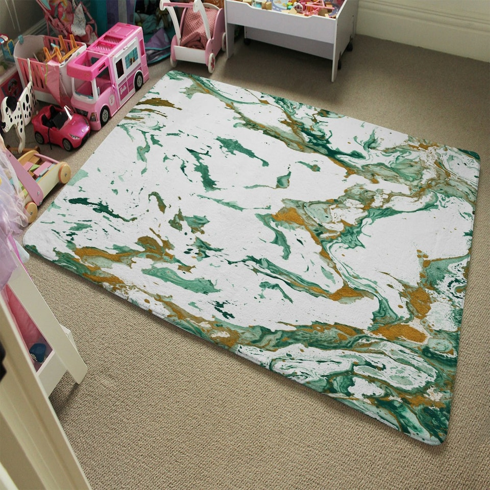 image 1 of Green & Golden Marble (Rug) Multi | Large: 140x200cm