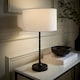 image 2 of ValueLights Maeve White Fabric Drum Lamp Shade Matte Black Bobbin Bobble Table Lamp | Black