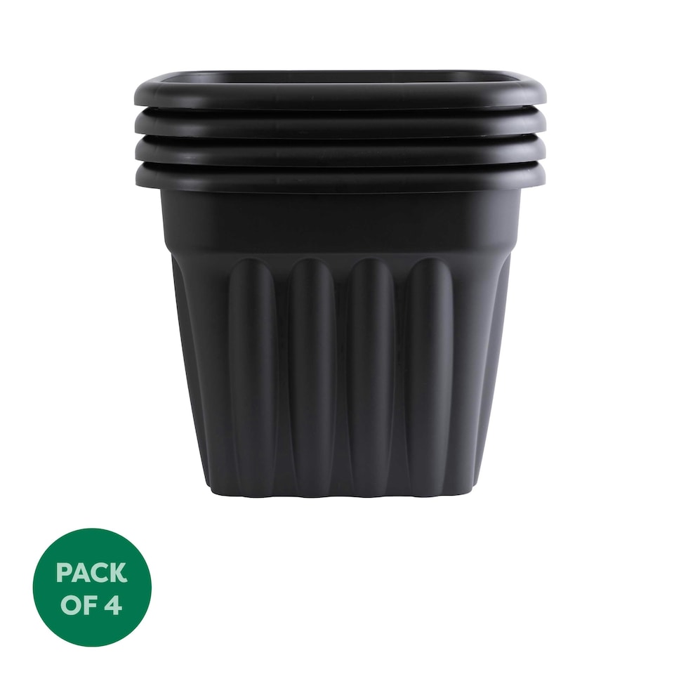 image 1 of Vista 4x 49cm Square Plastic Garden Planters Black