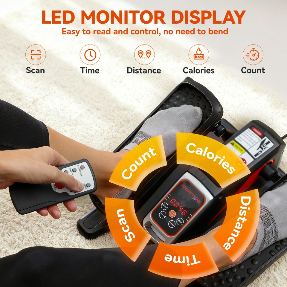 image 1 of SPORTNOW Under Desk Elliptical Machine for Home, Seated Pedal Exerciser