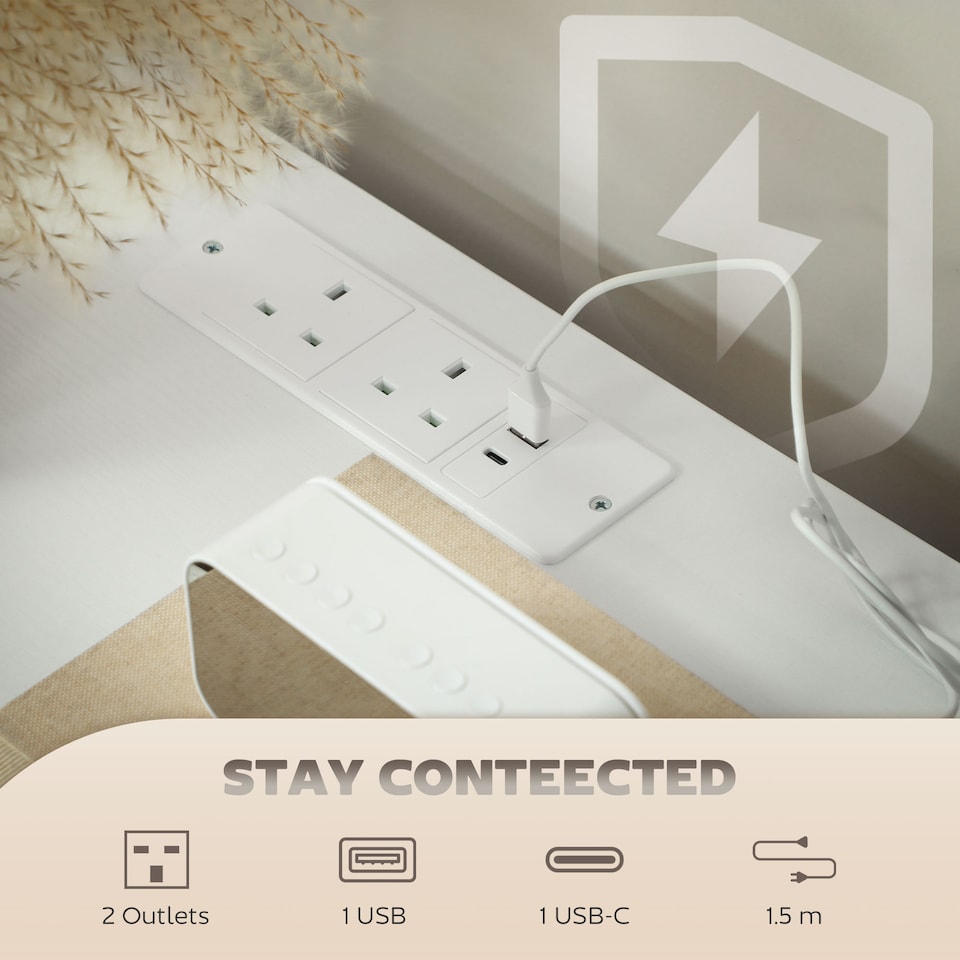 image 1 of HOMCOM Boucle Chest of Drawers, 8 Fabric Drawers Storage Organiser with Charging Station, 2 USB and 2 AC Ports, Steel Frame, Fabric Dresser for Living Room, Bedroom, Hallway, Cream White | Cream | Cream