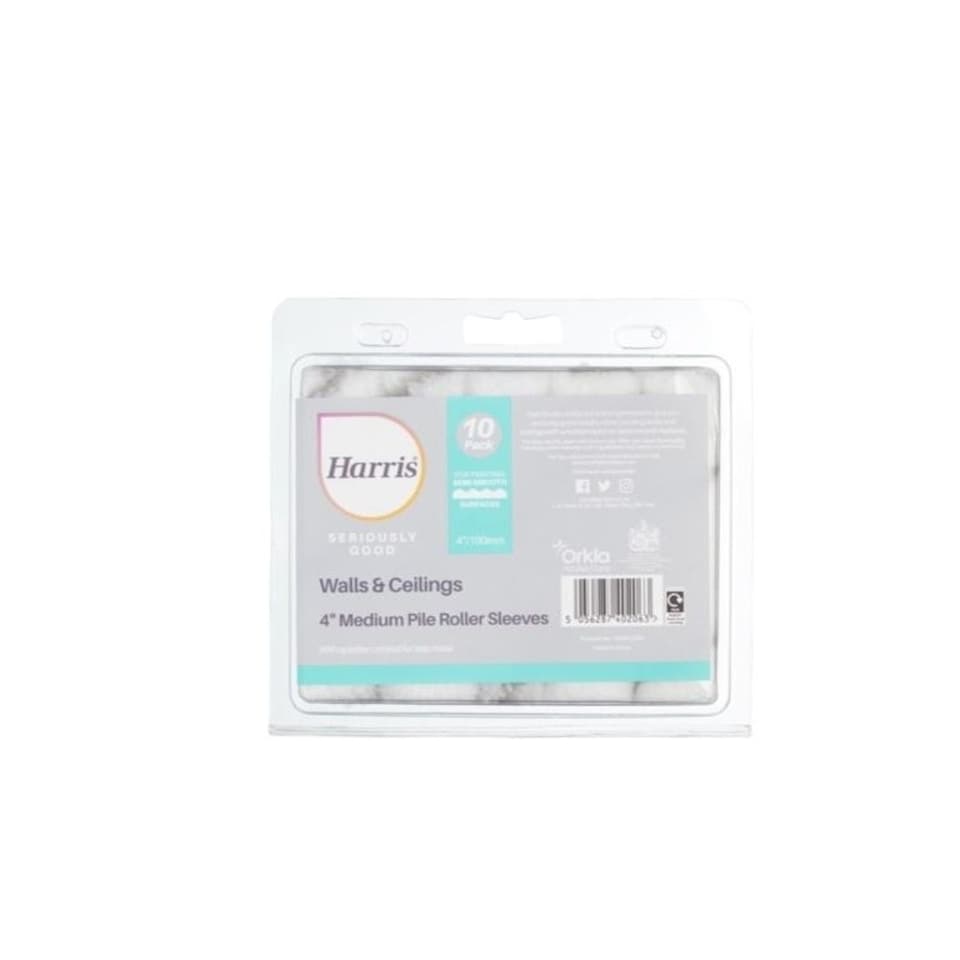 image 1 of Harris Seriously Good Medium Pile Paint Roller Sleeve (Pack of 10) - White - 4in