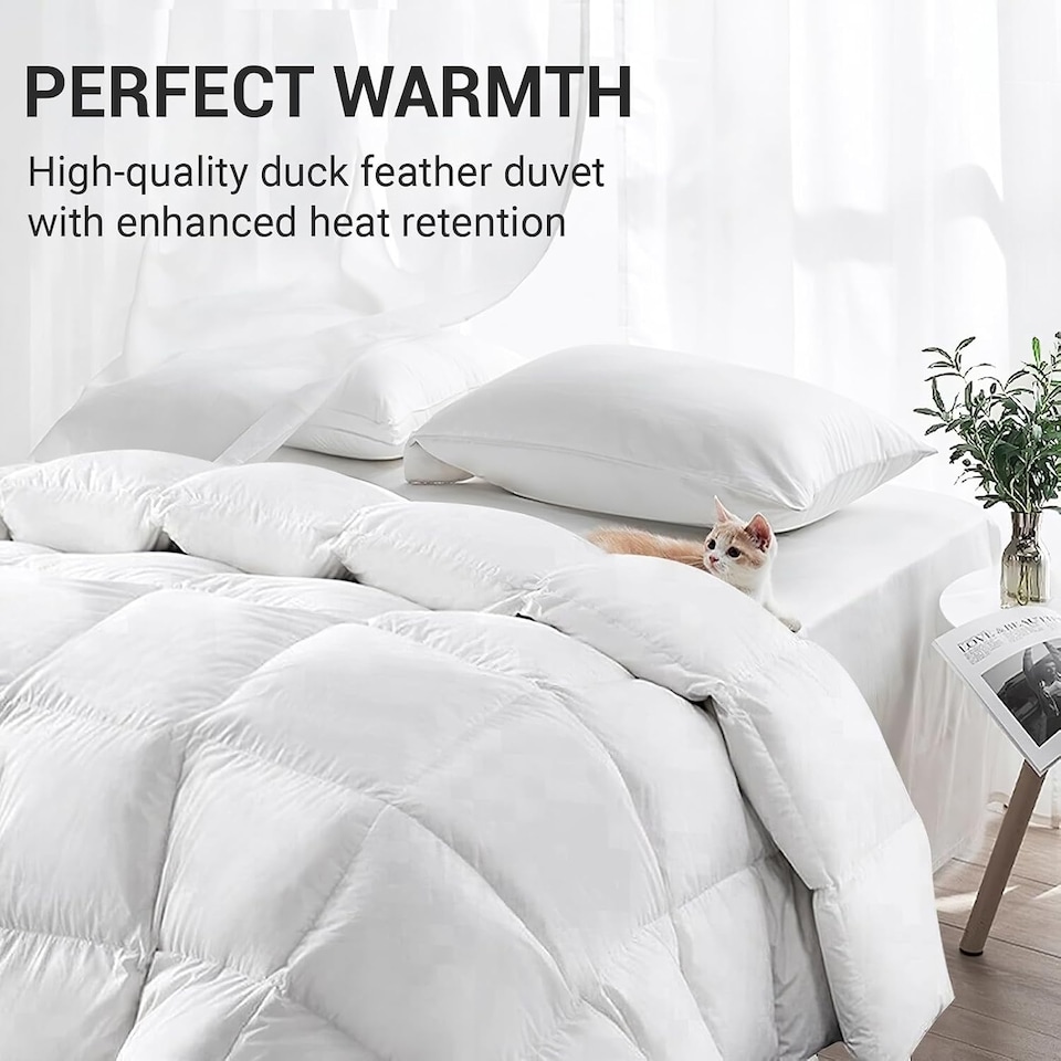 image 1 of Duck Feather & Down Duvet | Warm Winter Quilt | 100% Cotton Cover | Hypoallergenic | Machine Washable | Ideal for Cold Nights 13.5 Tog | Single