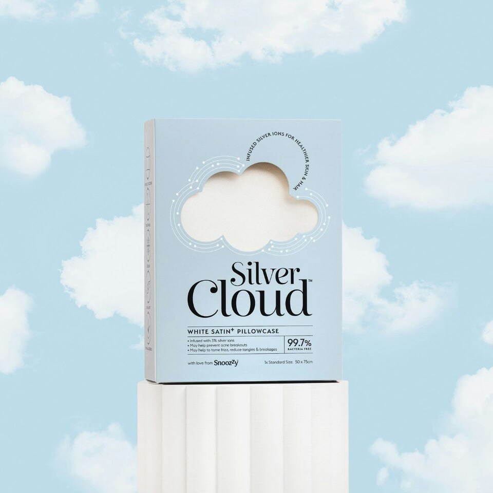 image 1 of Silver Cloud Silver Ion Infused Satin Pillowcase White