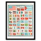 image 1 of Vintage 1901 Framed Wall Art Print Flags of All Nations of the World Home Décor