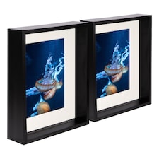 Nicola Spring 8 x 10" Deep Photo Frames - Black/Ivory Mount - 3D Deep Box Picture Frame Display Case (27.5 x 22.5cm) x5
