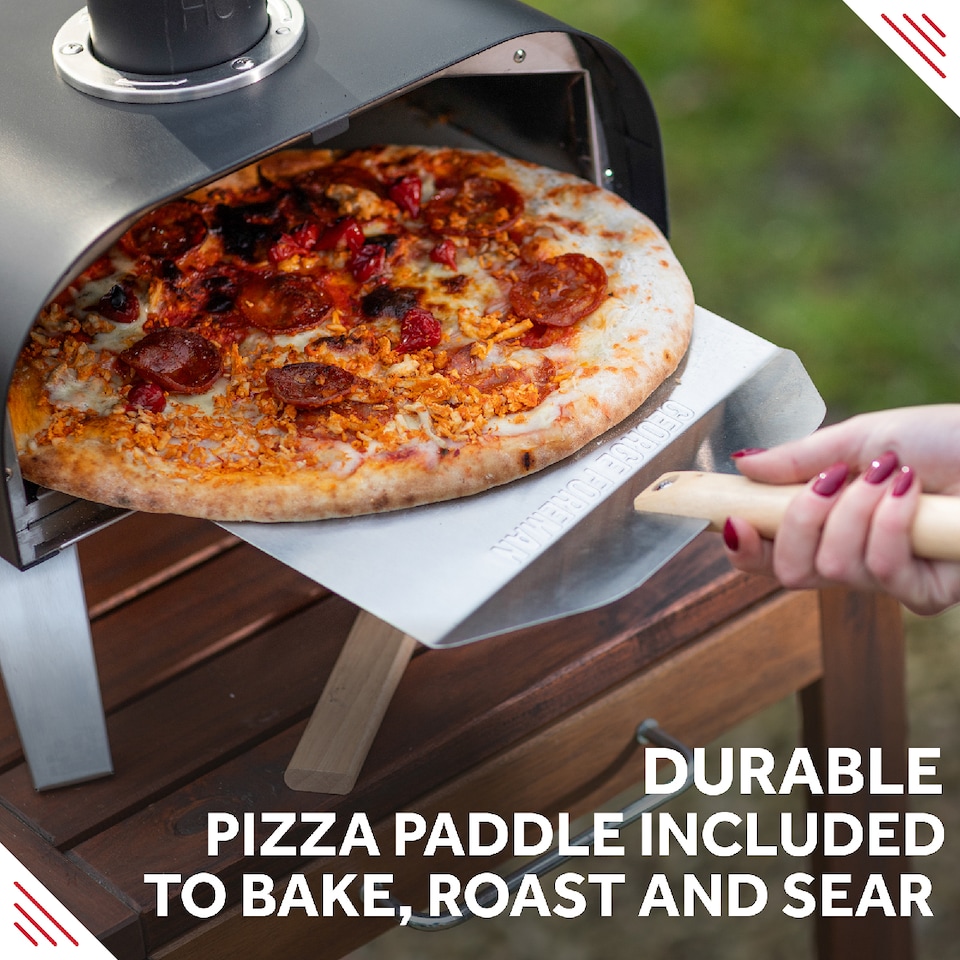 image 1 of George Foreman 12''  Dual Fuel Powered Pizza Oven With Carry Bag & Paddle Black GFDFPO2BPC