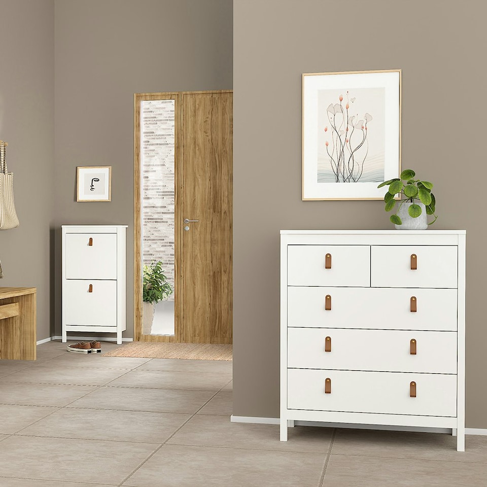 image 1 of Barcelona 3 Piece Bundle, Bedside, Chest and 2 Door Wardrobe in White