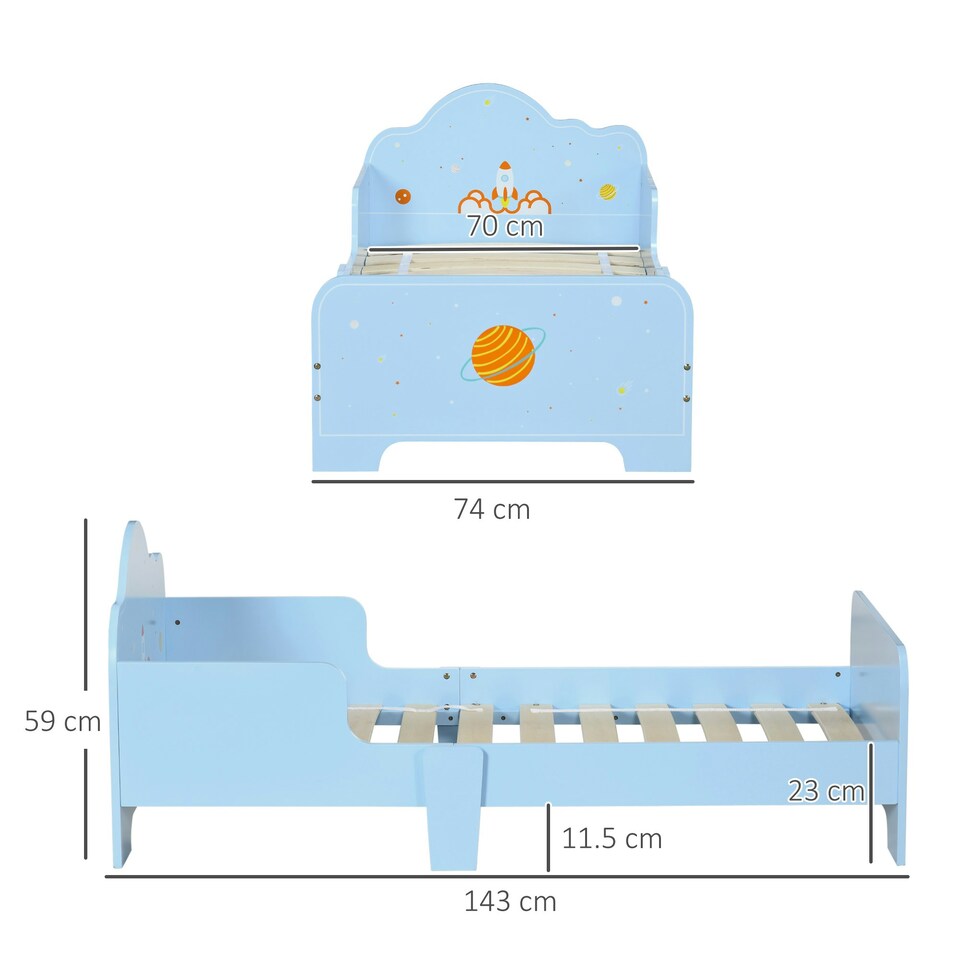 image 1 of ZONEKIZ Toddler Bed w/ Space-themed Patterns, for Boy, Girls, Ages 3-6 Years