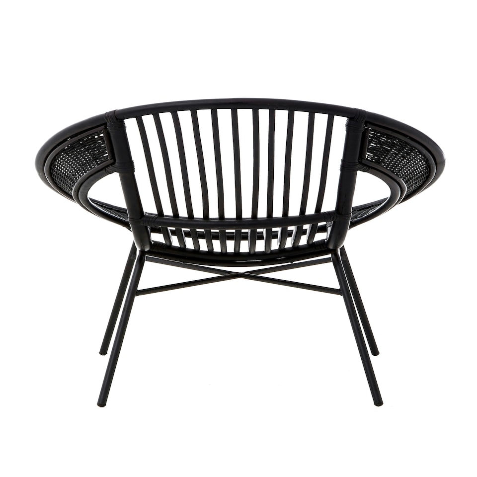 image 1 of Interiors by Premier Comfortable Black Natural Rattan And Iron Black Arm Chair, Stylish Outdoor Chair, Versatile Dining Chair