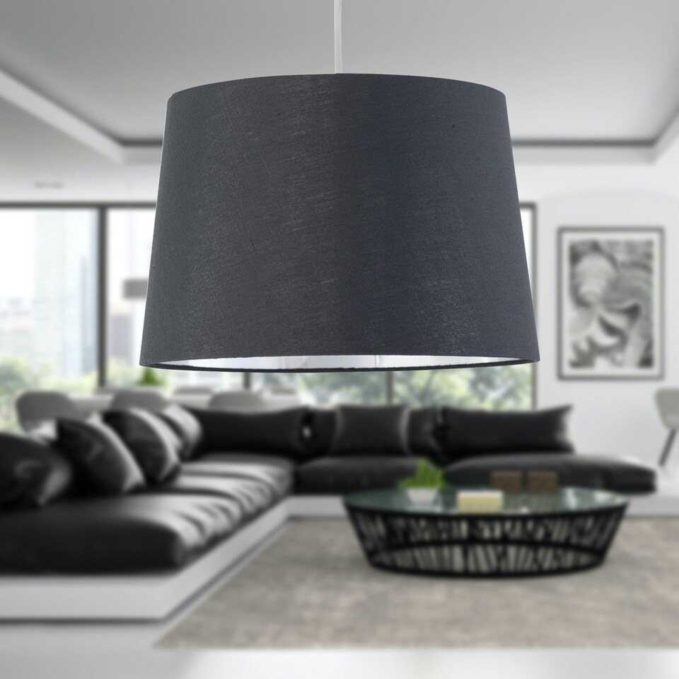 image 1 of First Choice Lighting Zoey Grey with Silver Inner 28cm Easy Fit Pendant or Lamp Shade Grey | Chrome
