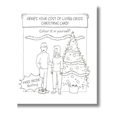 Norbert & Val Funny Christmas Card, Cost of Living Colour it in Yourself, 18.4 x 15.4 cms, Multi-Coloured