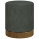 image 1 of HOMCOM Modern Round Footstool, Fabric Upholstered Foot Rest, Dark Green