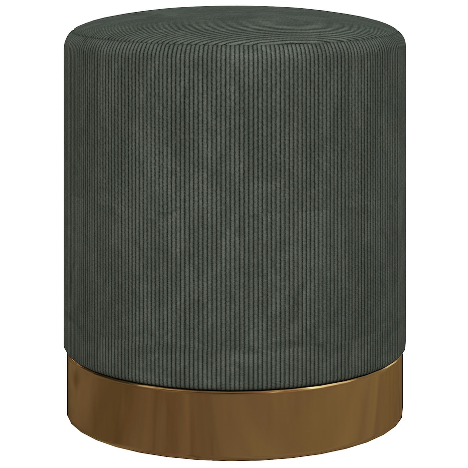 image 1 of HOMCOM Modern Round Footstool, Fabric Upholstered Foot Rest, Dark Green